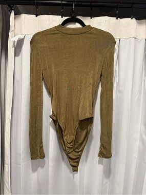 Heart Hips Olive Green Long Sleeve Mock Neck Bodysuit
